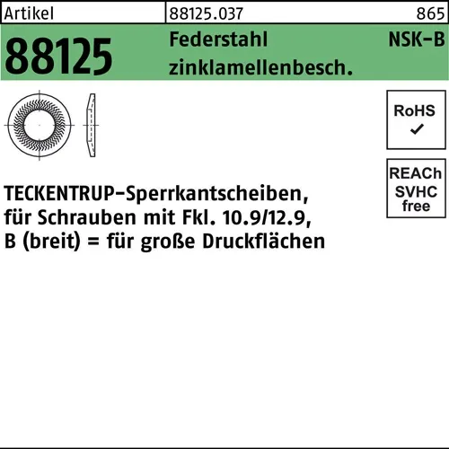 Sperrkantscheibe R 88125 NSK-B 8 Federstahl zinklamellenb. 1000St. TECKENTRUP