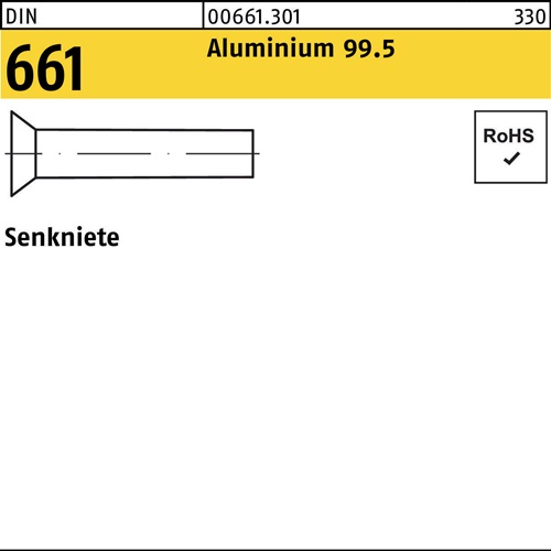 Senkniete DIN 661 3x 30 Aluminium 99.5 1000 Stück