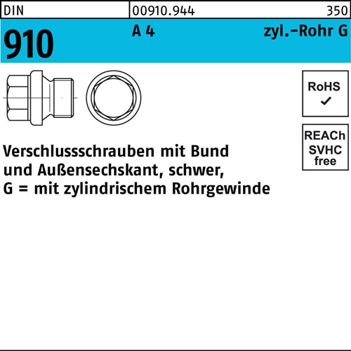 Verschlußschraube DIN 910 Bund/Außen-6-kt G 2 A A 4 1 Stück
