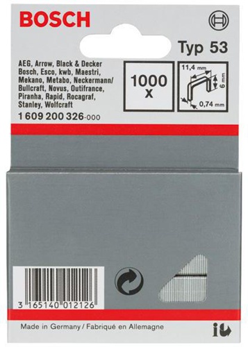Bosch Feindrahtklammer Typ 53 BxL 11,4x6mm Dicke 0,74mm 1000er Pack 