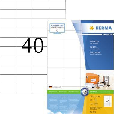 HERMA Etikett PREMIUM 4461 52,5x29,7mm weiß 4.000 Etik./Pack.