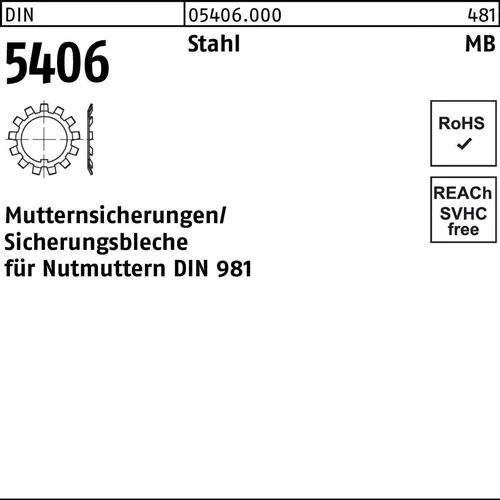 Sicherungsblech DIN 5406 MB 8/M 40x1,5 Stahl f.DIN 981 25 Stück