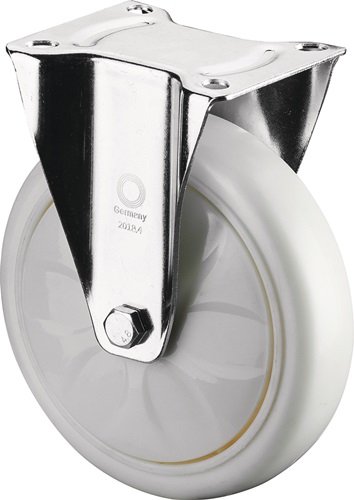 Bockrolle D.200mm Trgf.600kg Ku.Platte L138xB110mm Farbe Rl.weiß BS ROLLEN