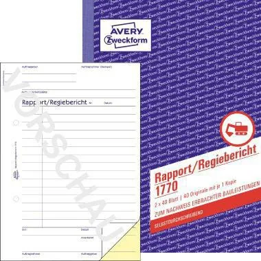 Avery Zweckform Rapport 1770 DIN A5 2x40Blatt