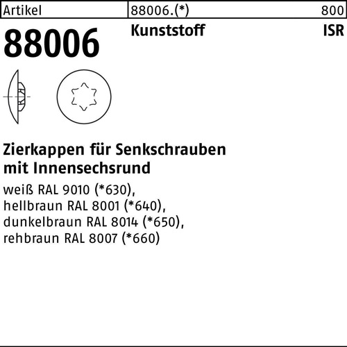 Zierkappe R 88006 f.ISR 20x12 /4-4,5 Ku. dunkelbraun 1000St.