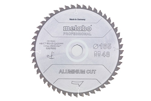 Kreissägeblatt D165xDicke1,2xBohrung20mm FZ/TR Z. 48 Spanwinkel 5Grad Metabo