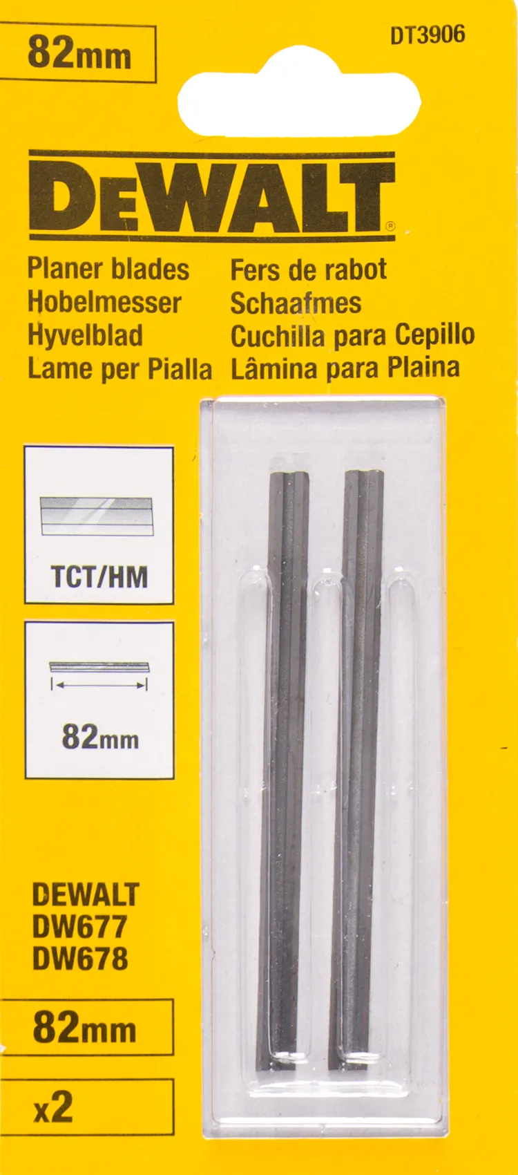 DEWALT DT3906-QZ Hobelwendemesser HM 82 mm 2 Stück