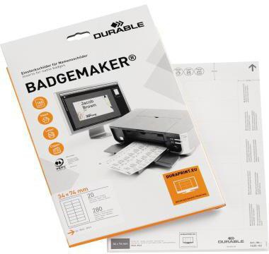 DURABLE Einsteckschild 142502 34x75mm weiß 280 St./Pack.