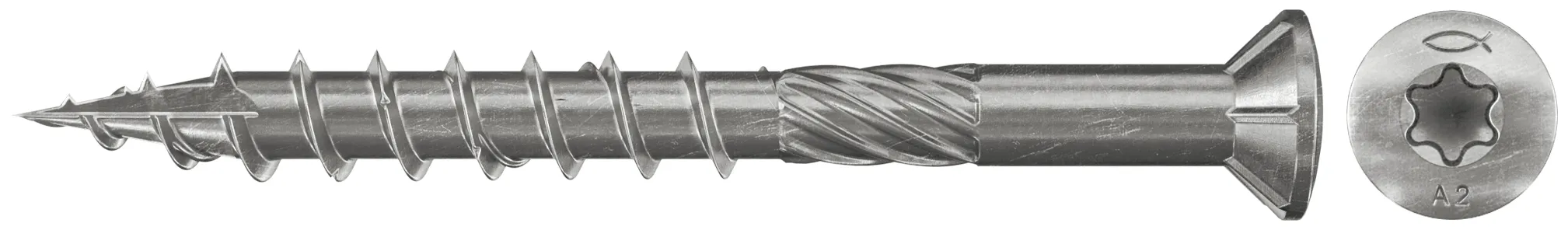 fischer Terrassenschraube 5,0 x 80 Senkkopf nicht rostender Stahl A2 Teilgewinde Innenstern TX