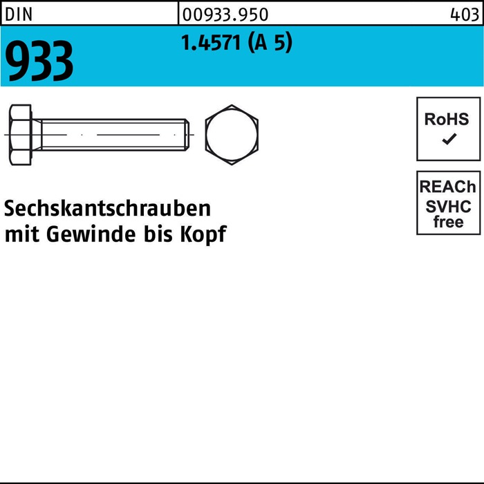 Sechskantschraube DIN 933 VG A 5