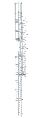 MUNK Mehrzügige Steigleiter mit Rückenschutz (Maschinen) Aluminium blank 14,36m