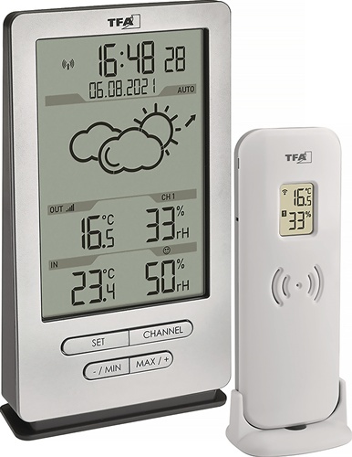 Funkwetterstation XENA H145xB82xT47mm silber Ku.f.innen/außen