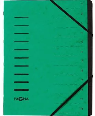 PAGNA Ordnungsmappe 40059-03 DIN A4 12Fächer Pressspankarton grün