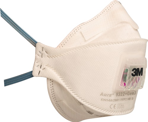 Atemschutzmaske Aura™ 9322+Gen3 FFP2/V NR D m.Ausatemventil,faltbar 3M