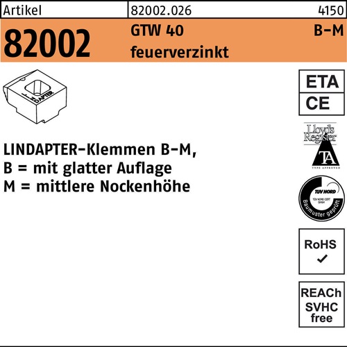 Klemmen R 82002 GTW 40 MM 12/6,0 feuerverz. 1 Stück LINDAPTER
