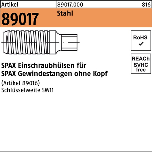 Einschraubhülse R 89017 f.Gewindestangen Stahl 1 Stück SPAX
