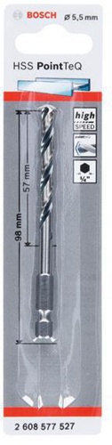 Bosch Spiralbohrer PoinTeQ DIN338 Arbeits-L.57mm D.5,5mm L.98mm HSS Typ N