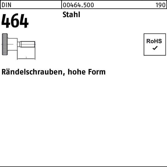 Rändelschraube DIN 464 hohe FormM8x 25 Stahl 25 Stück