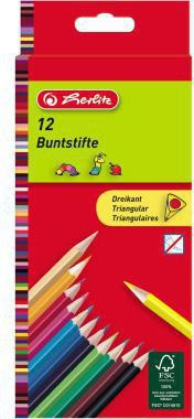 Herlitz Farbstift 10412021 Dreikant 2,5mm sort. 12 St./Pack.