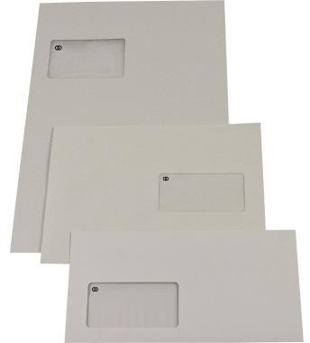 Versandtasche Fenster 80g/m² mit Selbstklebung Papier ohne Fadenverstärkung grau 500 St./Pack. SOENNECKEN