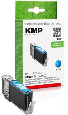 KMP Tintenpatrone C91 1519,0003 wie CLI551XLC 715S. 15ml cyan