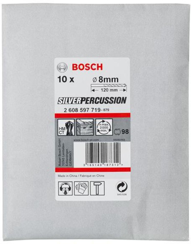 Bosch Betonbohrer Silver Percussion CYL-3 D.8mm L.120mm Schaft-D.7,5mm 10St.