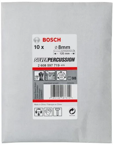 Bosch Betonbohrer Silver Percussion CYL-3 D.8mm L.120mm Schaft-D.7,5mm 10St.