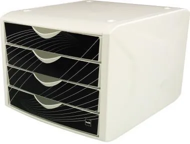 Helit Schubladenbox Chameleon H6129595 4Schübe A4/C4 black king
