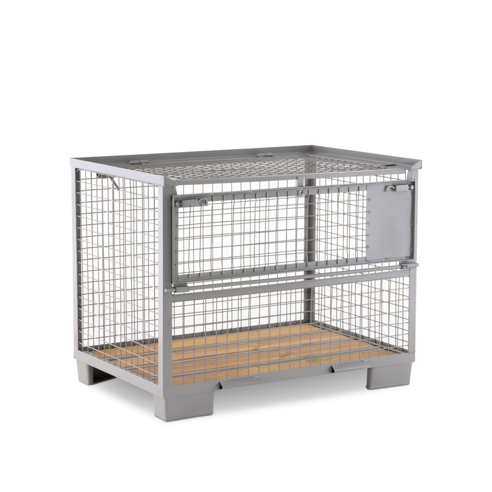 HEMMDAL Euro-Gitterbox mit halb abklappbarer Längswand und Deckel