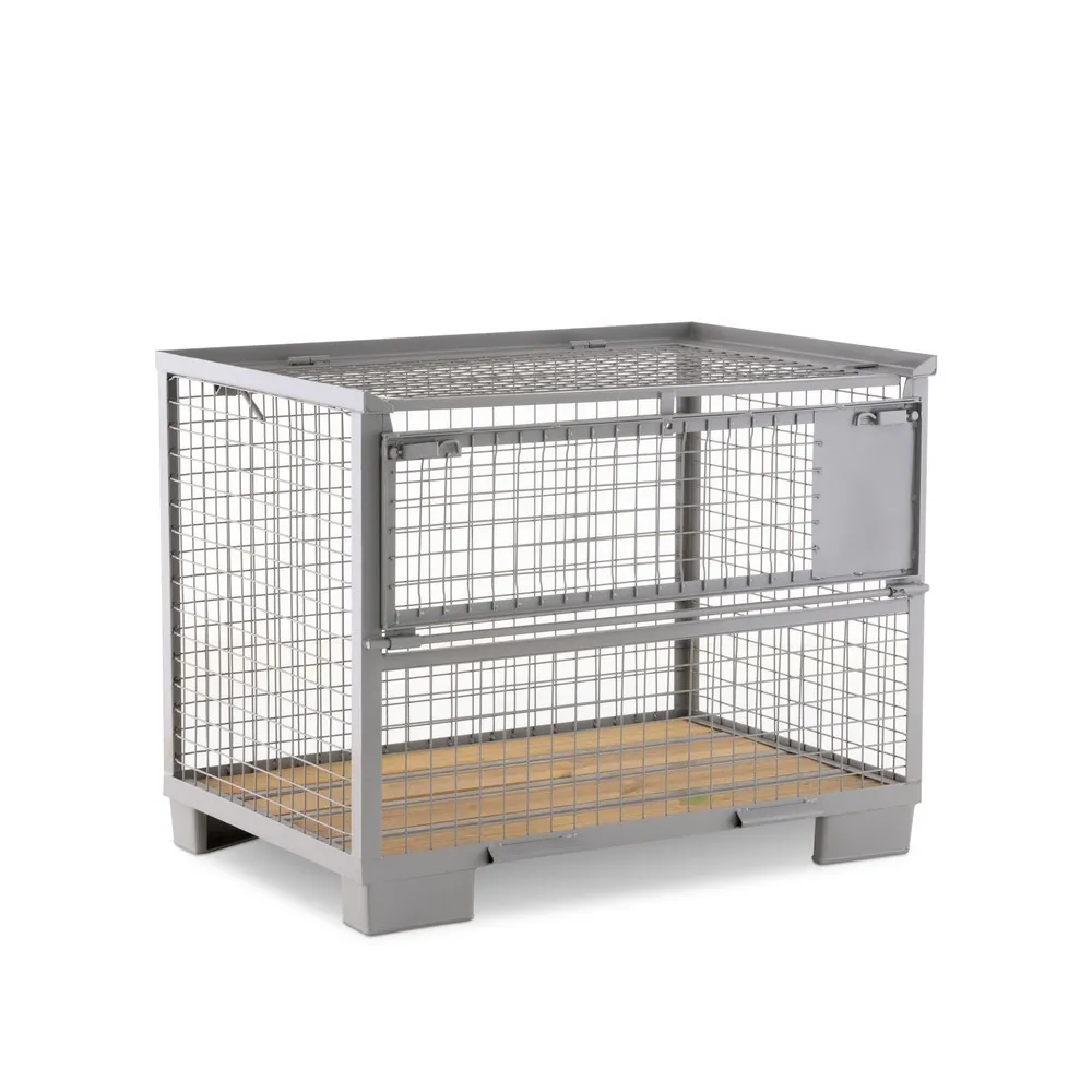 HEMMDAL Euro-Gitterbox mit halb abklappbarer Längswand und Deckel