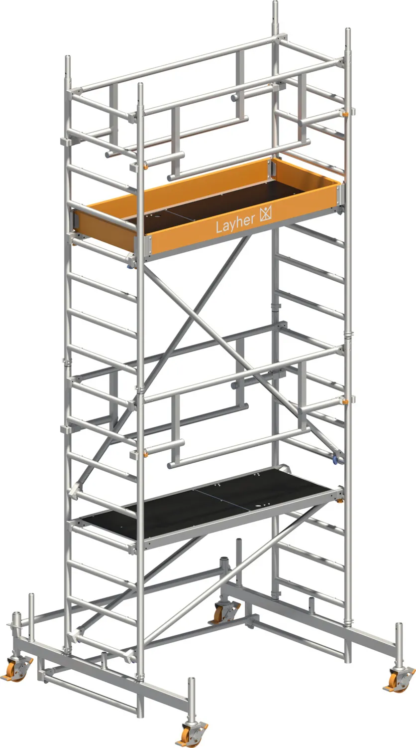 Layher Fahrgerüst Uni Leicht P2 SAFETY PLUS mit Doppelgeländer Typ: 1423203 | SH: 3,26 m / AH: 5,26 m