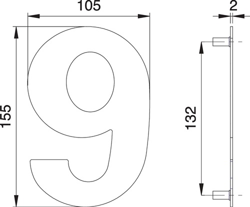 Hausnummer Ziffer 6/9 VA ma 155mm B.105mm EDI