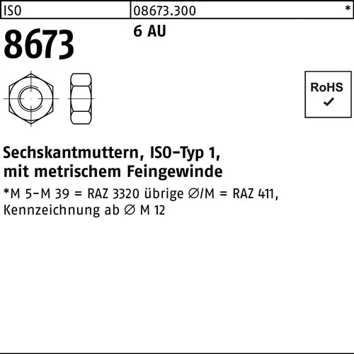 Sechskantmutter ISO 8673 M48x 1,5 6 Automatenstahl 1 Stück