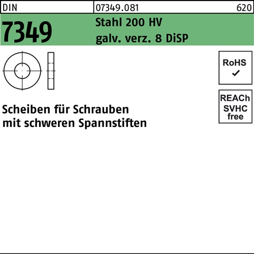 Scheibe DIN 7349 17x40x 6 Stahl 200HV galv.verz. 8 DiSP 250 Stück