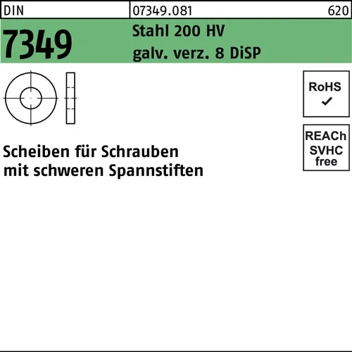Scheibe DIN 7349 8,4x21x 4 Stahl 200HV galv.verz. 8 DiSP 500 Stück