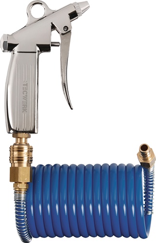 TECWERK Spiralschlauch-Pistolen-Set ID 6mm AD 8mm L.2,5m blau Kuppl.DN 7,2 