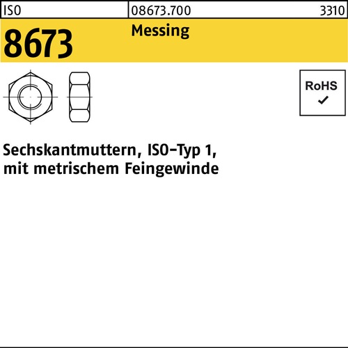 Sechskantmutter ISO 8673 M14x 1,5 Messing 50 Stück