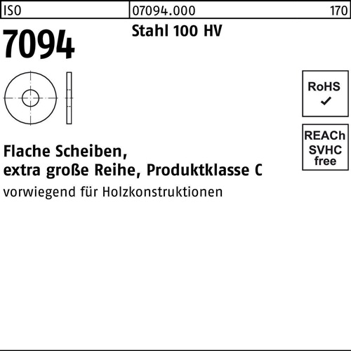 Unterlegscheibe ISO 7094 20 Stahl 100 HV 50 Stück