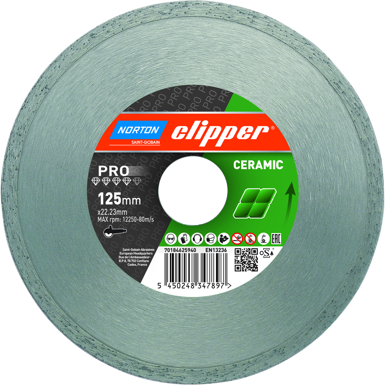 Norton Clipper Diamanttrennscheibe Pro Ceramic - 125  x  22,23 mm