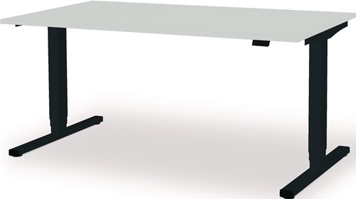 Schreibtisch levero H650-1250xB1600xT800mm anthrazitgrau/lichtgrau elektr.MAUSER