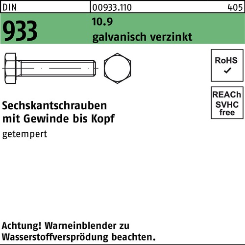 Sechskantschraube DIN 933 VG M36x 90 10.9 galv.verz. 1 Stück