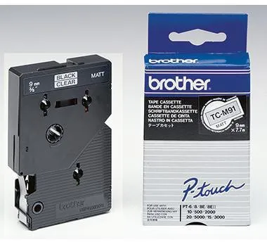 Brother Schriftbandkassette TCM91 9mmx7,7m laminiert sw auf fl