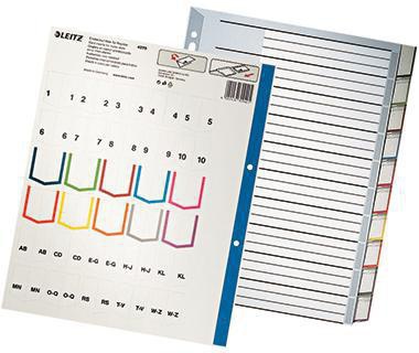 Leitz Register 43700000 blanko DIN A4 10teilig PP grau