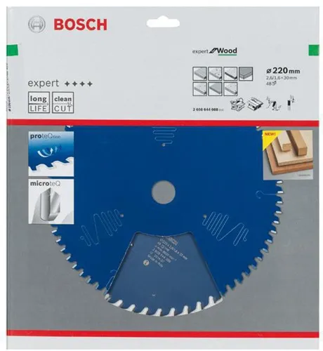 Bosch Kreissägeblatt Expert for Wood D.220mm Bohrung 30mm 48Zähne WZ
