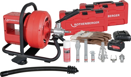 Akku-Rohrreinigungsmas. RODRUM VarioClean CAS f.Rohr-D.40-100mm 18 V 8 Ah 26,1kg