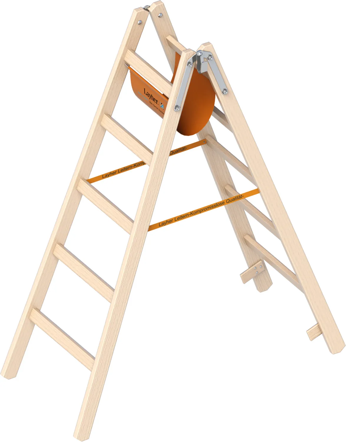 Layher Holzstehleiter 1053 nach Ö-Norm Z1501 2x5 Sprossen