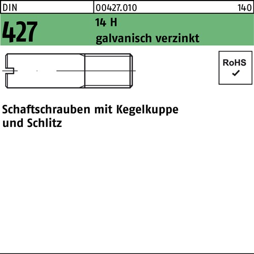 Schaftschraube DIN 427/ISO 2342 Kegelkuppe/Schlitz M4x16 14 H galv.verz. 100St.