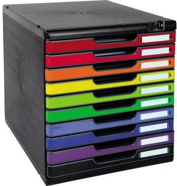Exacompta Schubladenbox MODULO 332014D A4 10Schübe farbig +Schloss