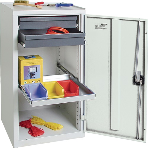 Werkzeug-/Beistellschrank H1000xB500xT500mm 2Schubl.,1Bd.lichtgrau/lichtgrau