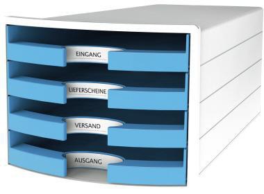HAN Schubladenbox IMPULS 1013-54 DIN A4/C4 4Fächer offen ws/h.bl